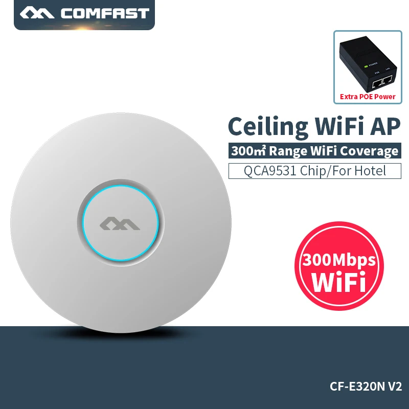 

COMFAST 300Mbps Wireless AP 802.11b/g/n WiFi Ceiling AP QCA9531 Indoor AP With 16 Flash 48V POE Access Point CPE CF-E320N-V2.0