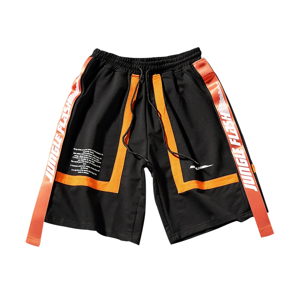 Боковые ленты лоскутное Повседневное впитывает пот и Штаны Для мужчин симпатичная летняя обувь для мужчин в стиле «хип-хоп» и шорты, Модная хлопковая эластичная кулиска на талии Короткие штаны