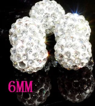 

Free Shipping!6mm 100Pcs/Lot white New Micro Pave Disco Ball Crystal crystal bead for necklace bracelet