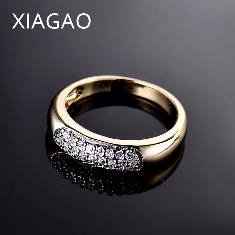 XIAGAO, простой дизайн, женские кольца на палец, Круглый, прозрачный, кубический циркон, кольцо "Любовь навеки" для женщин, помолвка, свадьба R287
