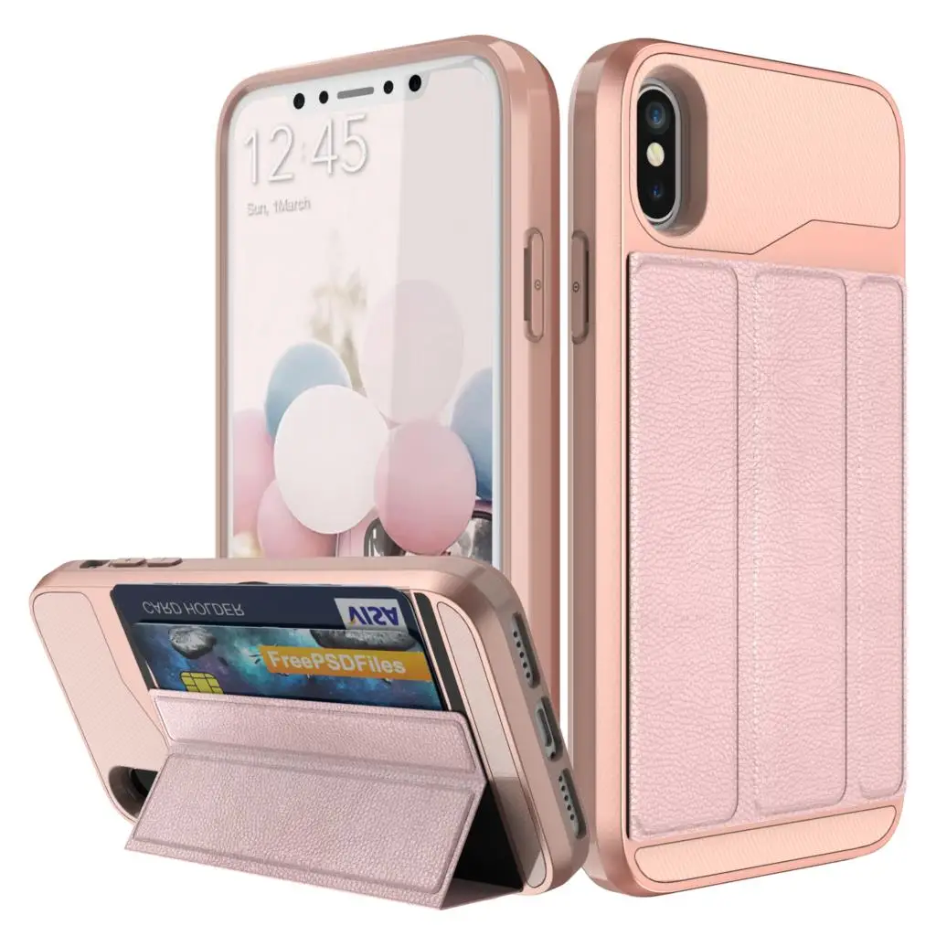 For iPhone X 8 Case with Card Holder,Wallet Case with Credit Card Holder Slim Leather Shockproof ...