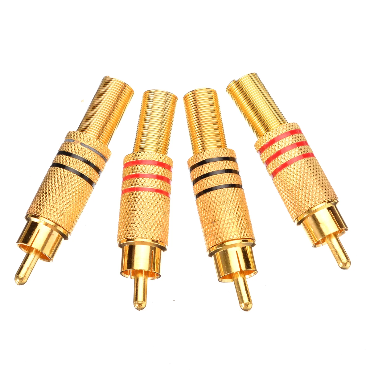 4Pcs Gold Plated RCA Connector RCA Phono Male Plug Solder Audio Video Cable Adapter Connectors for Audio Speaker