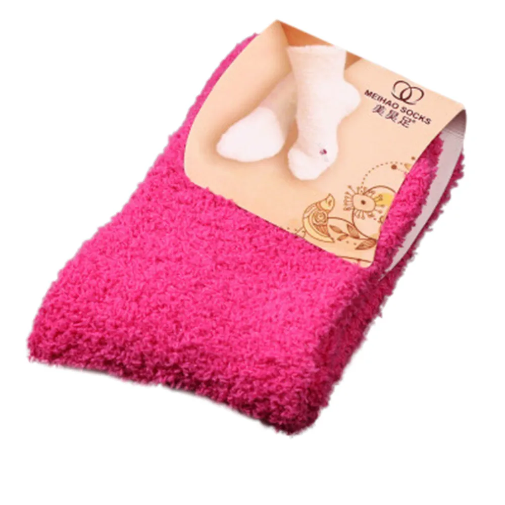 Hot Pink Свободные Страусиные женские мягкие носки-тапочки для девочек пушистые теплые зимние натуральный цвет мягкий Повседневный домашний удобный C0540 - Цвет: Hot Pink