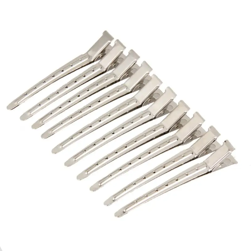 10pcs Pro Salon Hairdressing Tools Duck Mouth Hairdresser Hair Clip Clips Hair Stainless Steel Hairdressing Sectioning Clamp Kit