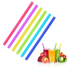 1/2/3PCS Reusable Metal Drinking Straws Silicone Sturdy Straight Drinks Straw with Cleaning Brush Bar Party Accessory