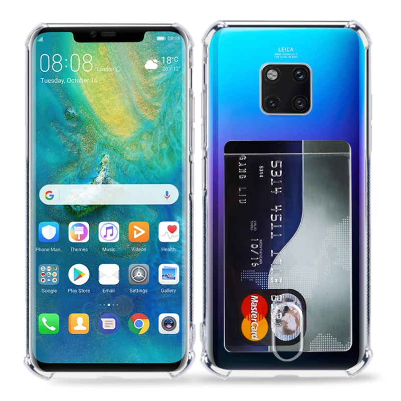 YISHANGOU держатель для карт чехол для huawei mate 20 Pro P20 Lite прозрачный мягкий кремний задняя крышка для huawei mate 10 Pro Funda