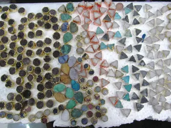 

6sets 8-15mm Titanium Quartz Electroplated Quartz Titanium Quartz Rainbow Quartz, Crystal Nuggets,Freeform round triangle teardr