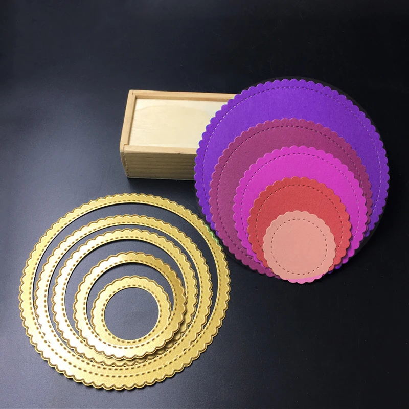 

Stitched Scalloped Circle Frames Metal Cutting Dies Stencils DIY Scrapbooking Paper Card Custom Craft Dies Embossing Die Cuts
