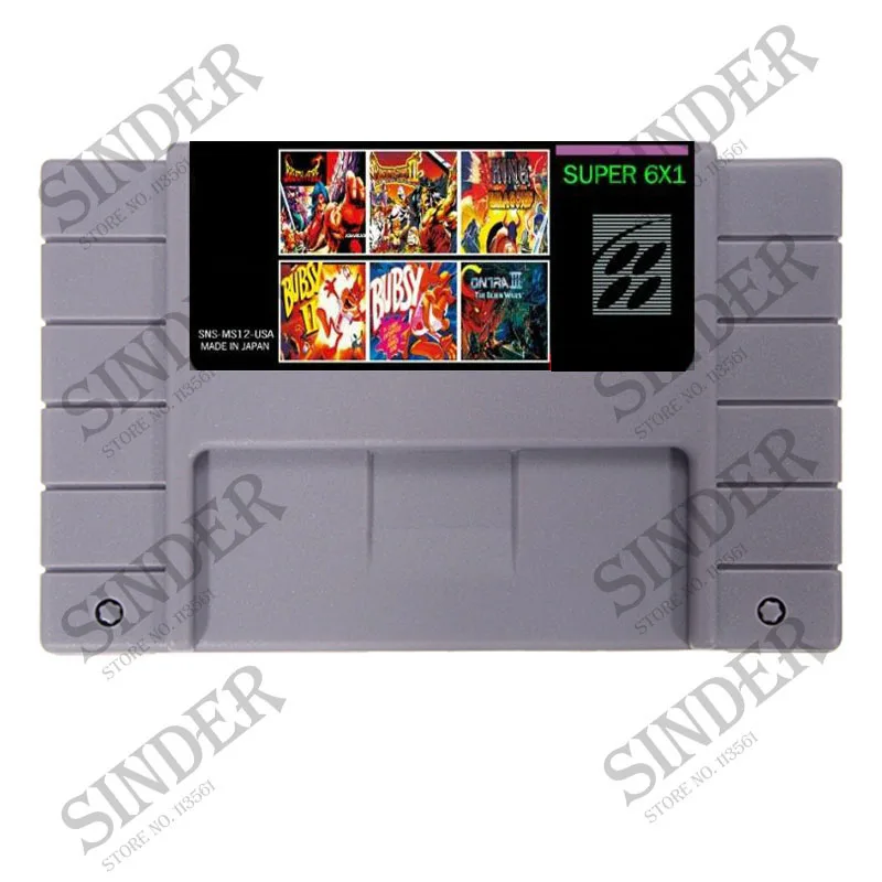 

New Arrival 6 In one 16 Bit Gray Game Card For USA NTSC Game Player
