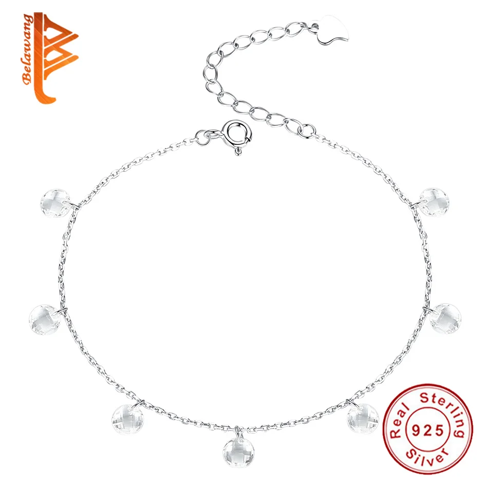 BELAWANG 925 серебряный браслет кубический цирконий браслет Регулируемая цепь браслет для женщин ювелирные украшения