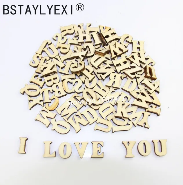 Miniature Figurines 104pcs complete English alphabet Letters Wooden number Craft Home Decoration Alphabet Wedding Birthday Figurines Miniatures