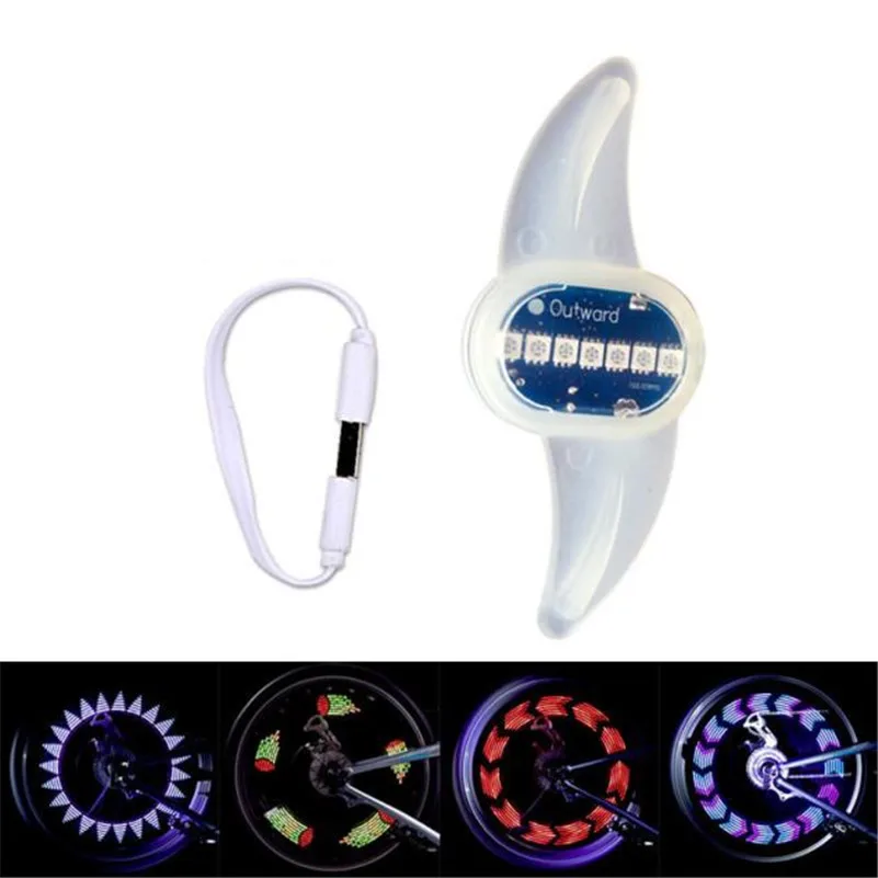 

USB rechargeable Motorcycle Bike Bicycle Wheels Spoke Flash Light Lamp 12 Color Patterns Bicycle accessories ciclismo