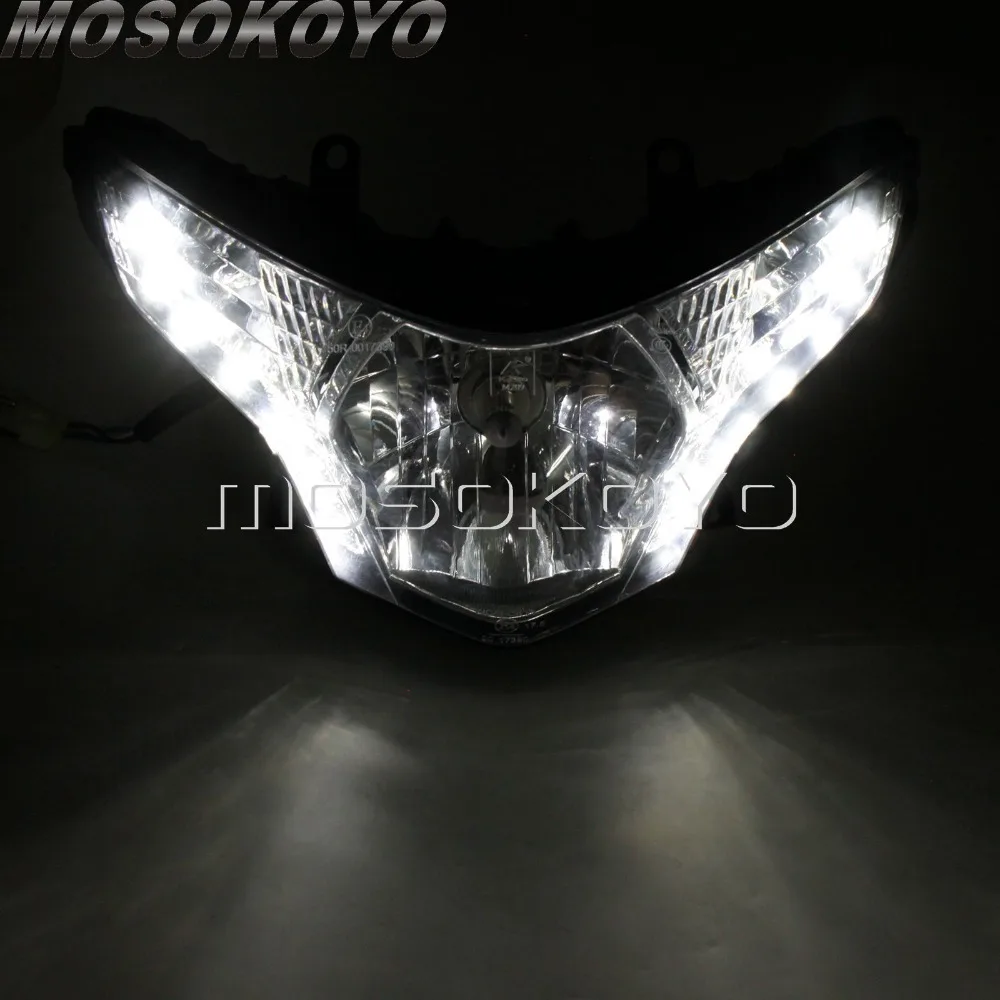 Для Honda CBR250R 2008-2013 EMARK головной светильник H4 12 в 60/55 Вт передний светильник 18 шт. боковой Светодиодный дневной ходовой светильник Hi/Lo луч фара