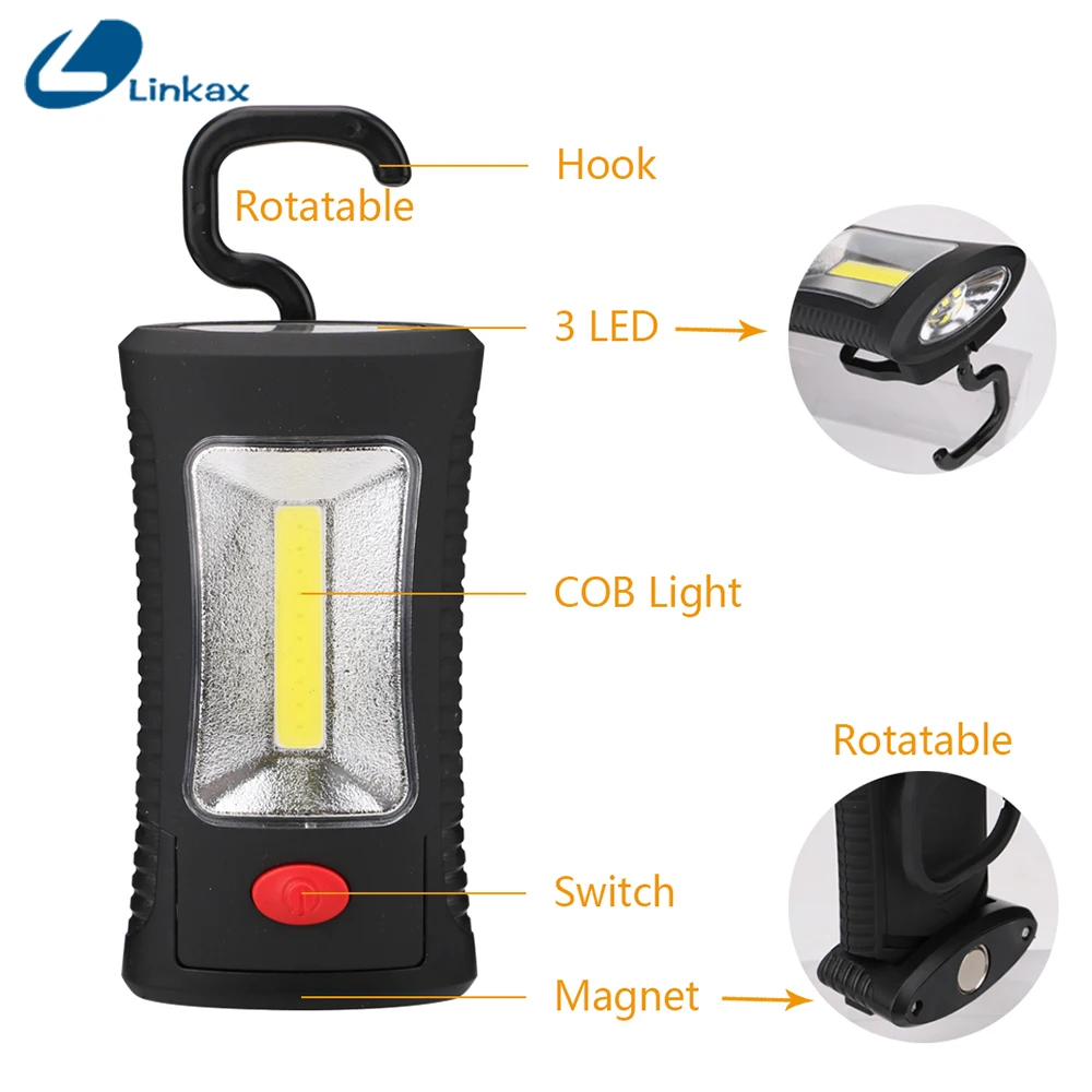 Portable LED Night Light COB Flashlight Magnetic Working Torch Lamp Tent Light