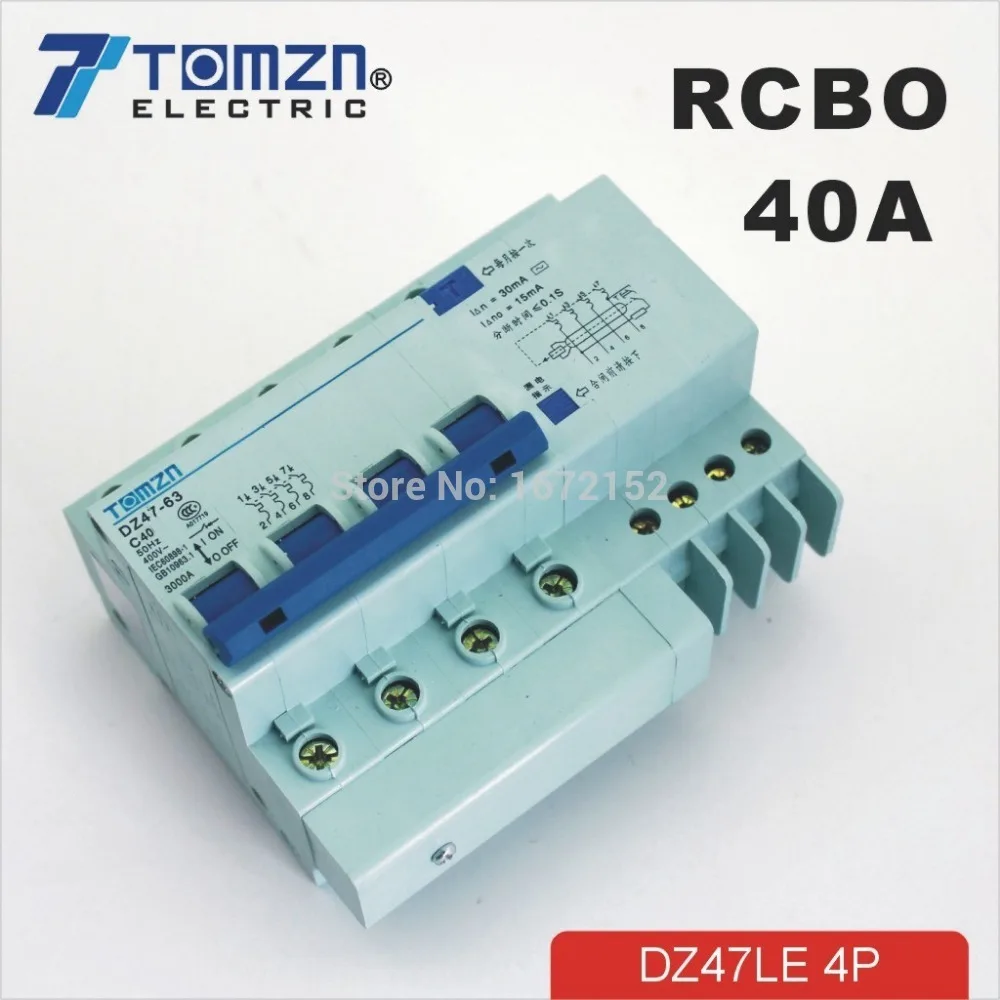 4P 40A DZ47LE 400V ~ автоматический выключатель остаточного тока MCB с защитой от