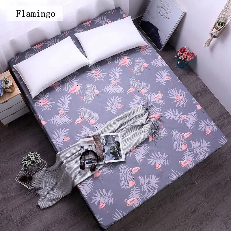 

Pattern Printing Brushed Fitted Sheet Mattress Cover Bed Linens with Elastic Band Mattress Protector Pad Soft&Comfortable