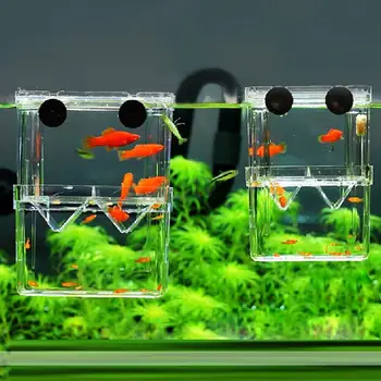 

2 Size Acrylic Aquarium Floating Breeding Box Double Layers Guppy Betta Fish Tank For Breeding Hatchery Isolation 3 in1