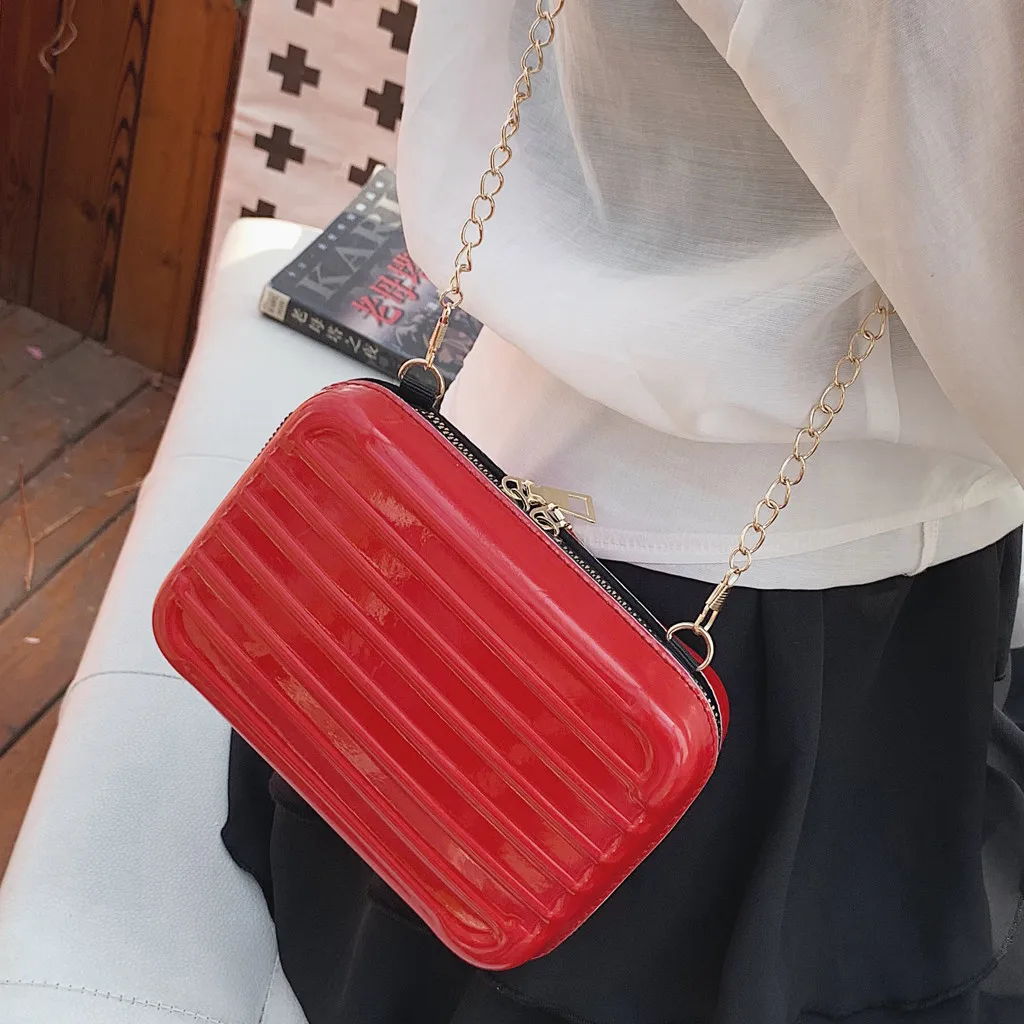 

CONEED 2019 New Fashion Handbags Zipper Bag Women Fashion Leisure Mini Chain Suitcase single-shoulder Bag Messenger Bags APR12