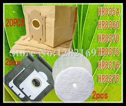 

20 pieces/lot Vacuum Cleaner Bags Dust Bag Replacement for FC8224 FC8226 FC8312 FC8382 FC8384 + non-woven Bag 2pcs Filter 2PCS