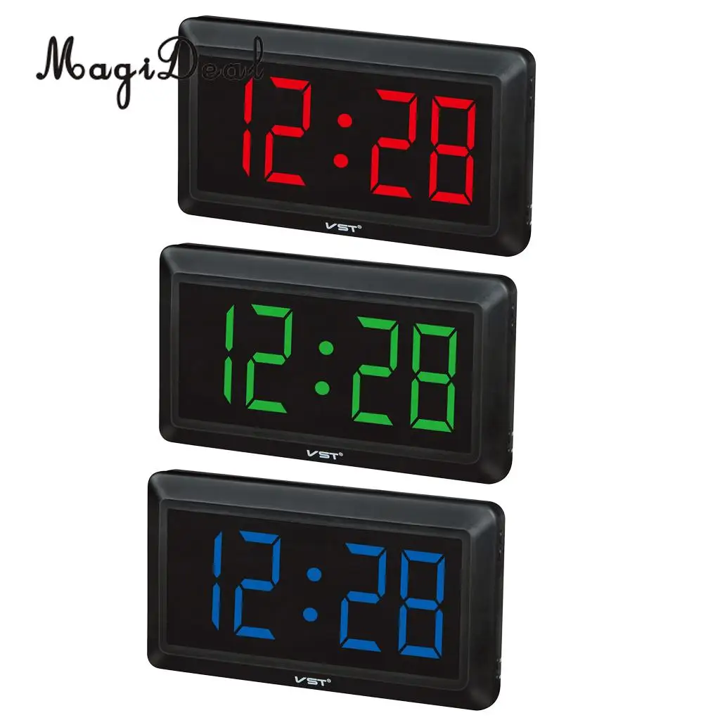 Practical Table Desk Clock Wall Digital LED Clock 24 Hour Display with AAA Backup Battery Memory Function EU Plug