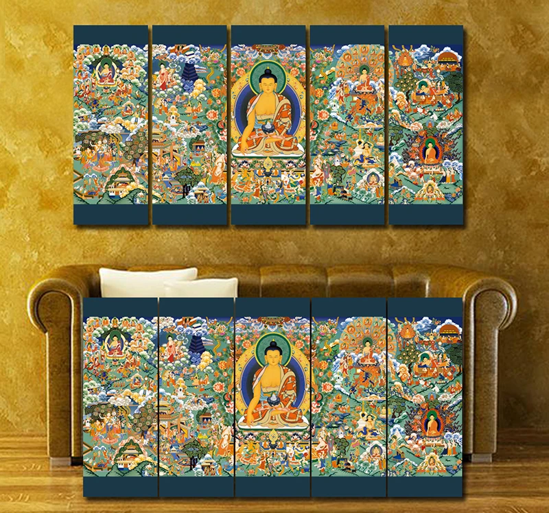 

HD Art Canvas Painting Waterproof Retro Colorfull Buddha Buddhist Sutras Shakya Mani Decor For Living Room No Frame