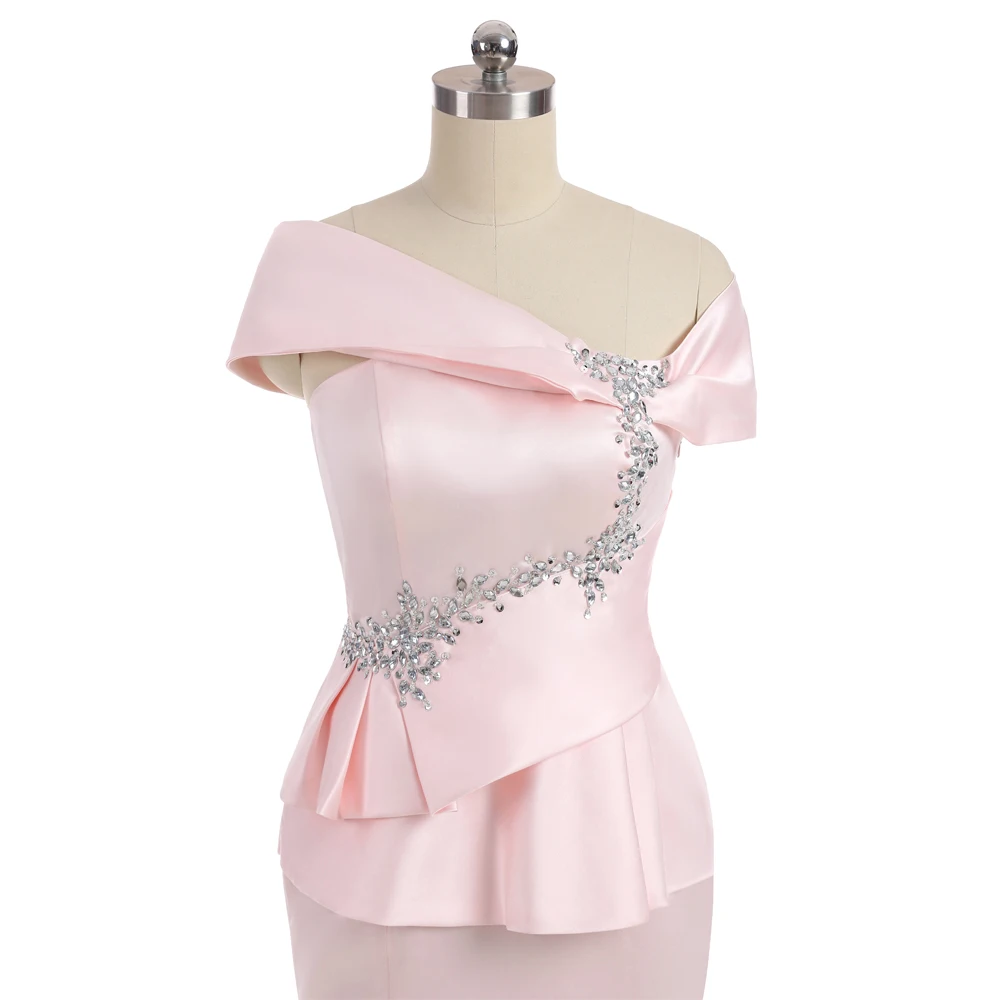 Г. Розовое платье-Русалка для невесты с рукавами-крылышками, атласное свадебное платье с разрезом из бисера платья для мам на свадьбу