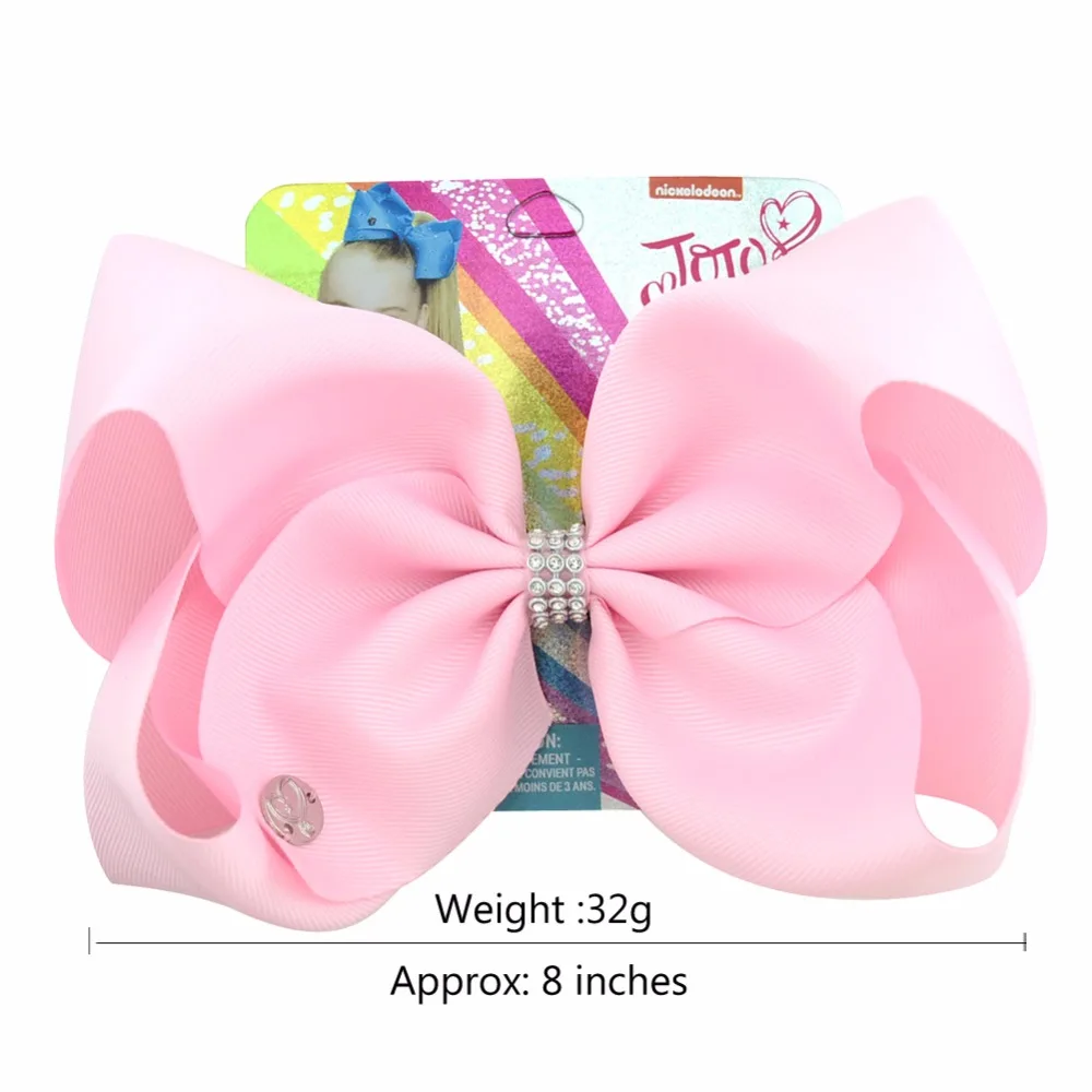 8 inch Large Jojo Bows Jojo Siwa Ribbon Bows With Clips For Kids Girls Boutique Solid Hair Clips Hair Accessories