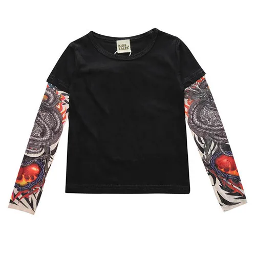 Novelty Tattoo Long Sleeve Children T-Shirts Cotton Boys T Shirt Kids TShirt Autumn Kids Girls Tops Children Clothes DBT135 - Цвет: as picture