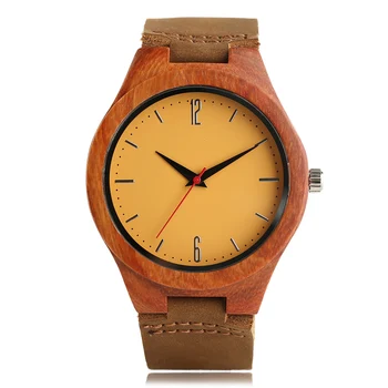 

Casual New Arrival Wrist Watch Bamboo Handmade Genuine Leather Band Strap Trendy Men Nature Sandalwood Creative Women Ladies