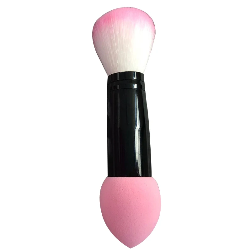 

1Pc Professional Blusher Brush Nylon Make Up Brushes Two Head Cosmetic Tools With Sponge