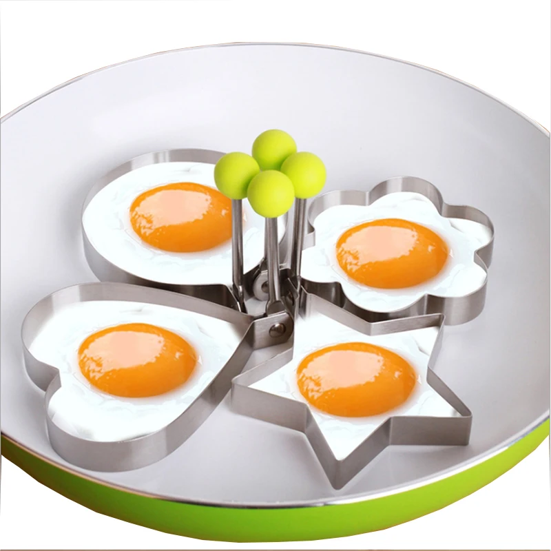 

4Pcs/set Stainless Steel Form For Frying Eggs Tools Breakfast Omelette Mold Machine Device Pancake Ring Egg Shaped Kitchen Tool