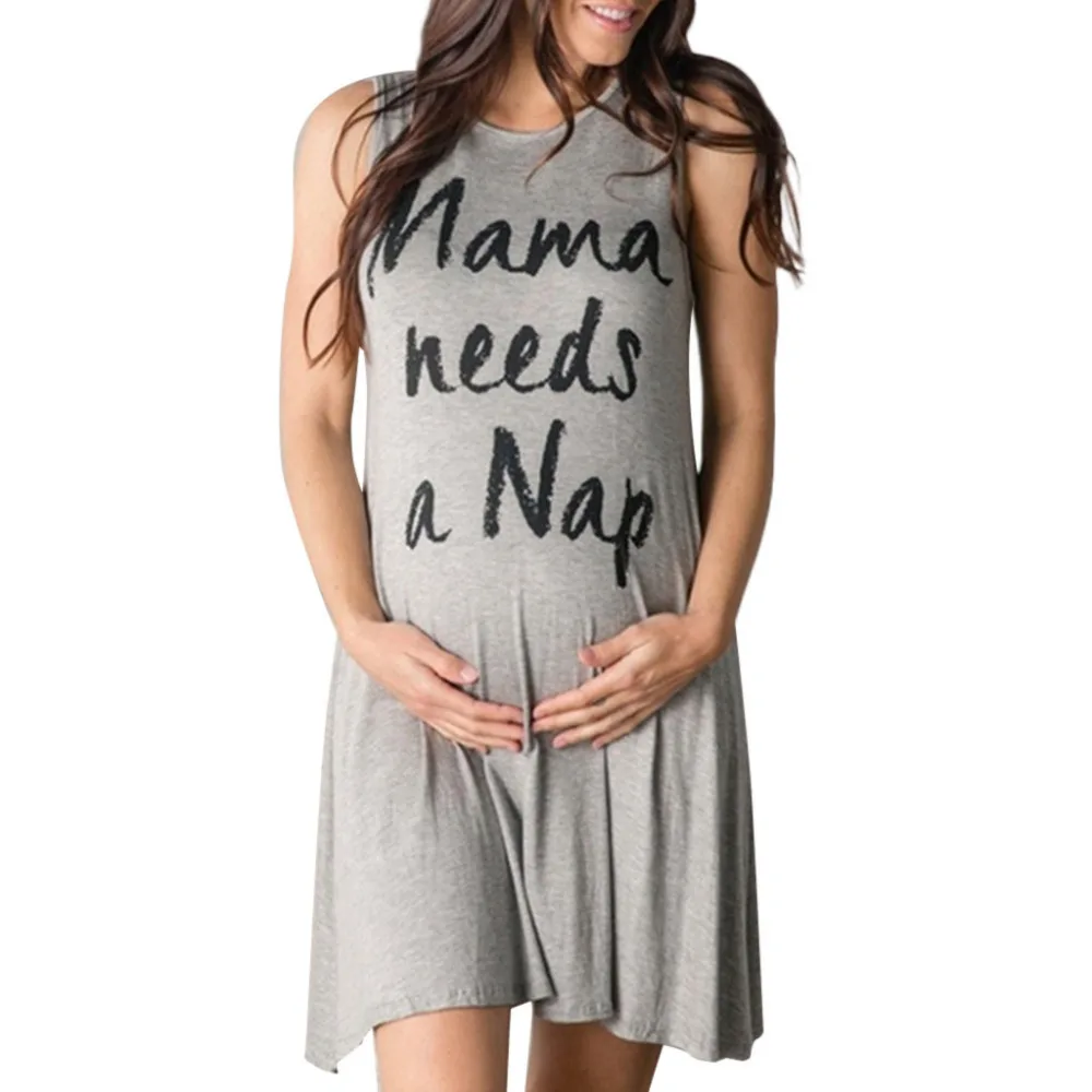 Одежда для беременных летнее платье для беременных без рукавов с принтом Повседневная одежда Ropa Одежда для беременных женщин
