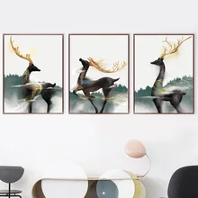 Modern Deity Deer Wall Art Canvas Painting Nordic Poster And Prints Animal Wall Pictures For Living Room Bedroom Home Decor