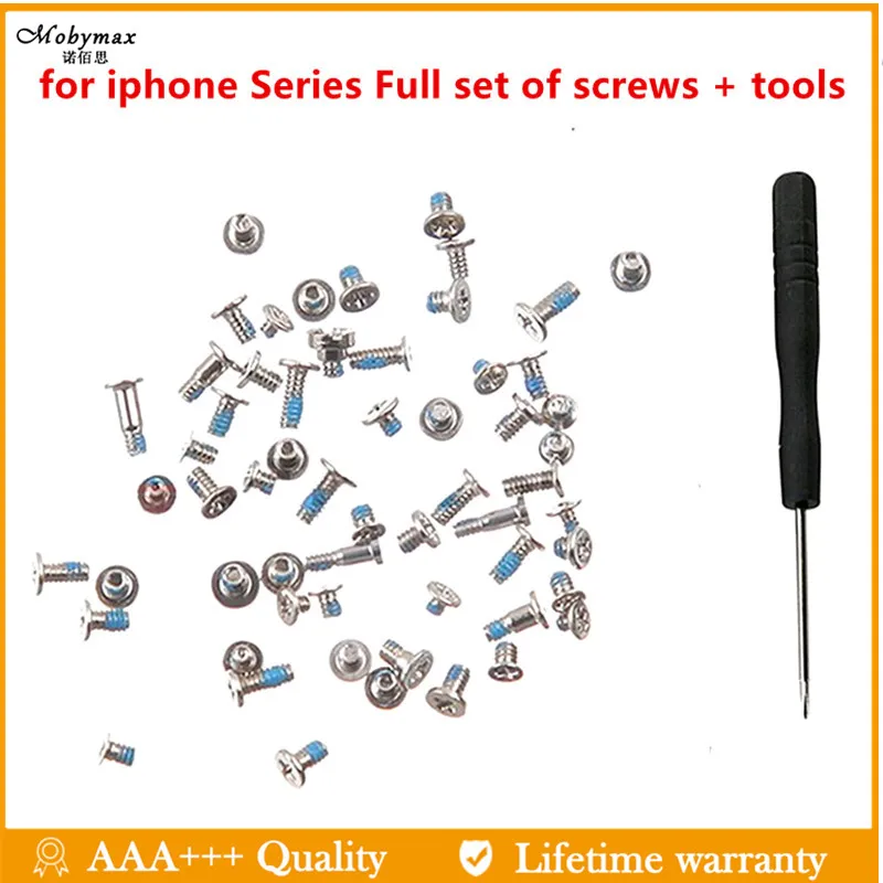 

Complete Kit Silver Screws Full Set with 2 Bottom Dock Screw Replacement for iPhone 8 8P X Xr Xs max Mobile Accessories