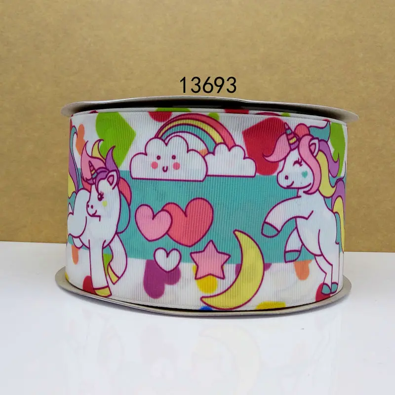 50 ярдов Единорог ленты мультфильм напечатанные grosgrain ленты 13965