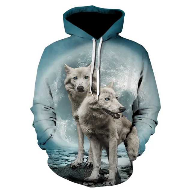 wolf print hoodie