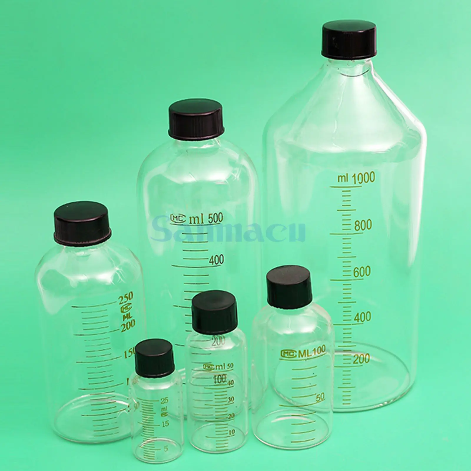 

1000ml Lab Glass Serum Bottle With Scale Line Screw Cap Reagent Sample Bottle