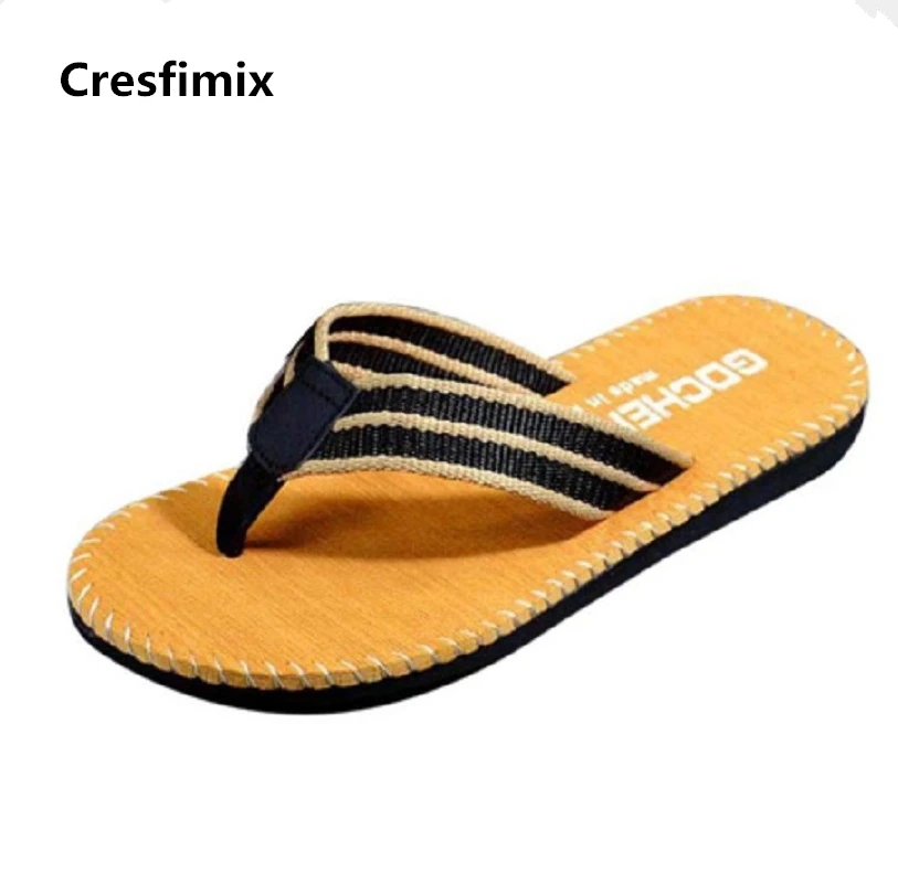 

Cresfimix men casual ruffles flip flops male spring and summer soft beach flip flops man's cool and comfortable black flip flops