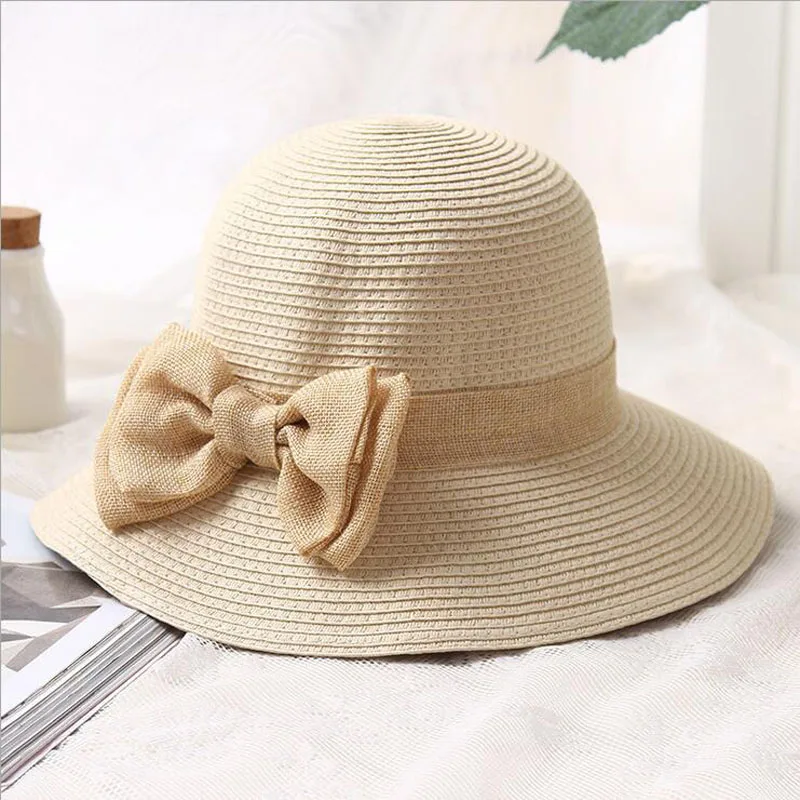 Big Bow Summer Hat Women 2016 Strawhat Bow Dome Straw Braid Hat