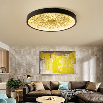 

Dressing room led Gold Ceiling Lights Modern Round Gold/Black Led Ceiling Lighting For Bedroom Cafe lighting led Lampara Techo