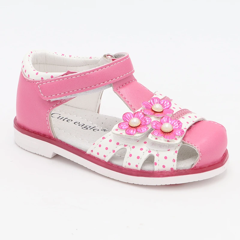 Sandálias de Couro do Plutônio da Criança Sapatos da Menina do Bebê Bonito Águia Verão Meninas Crianças Sapatos Fechados Toe Sandálias Ortopédicas Tamanho 21-26 Novo 2020 10 Mamãe e Bebê