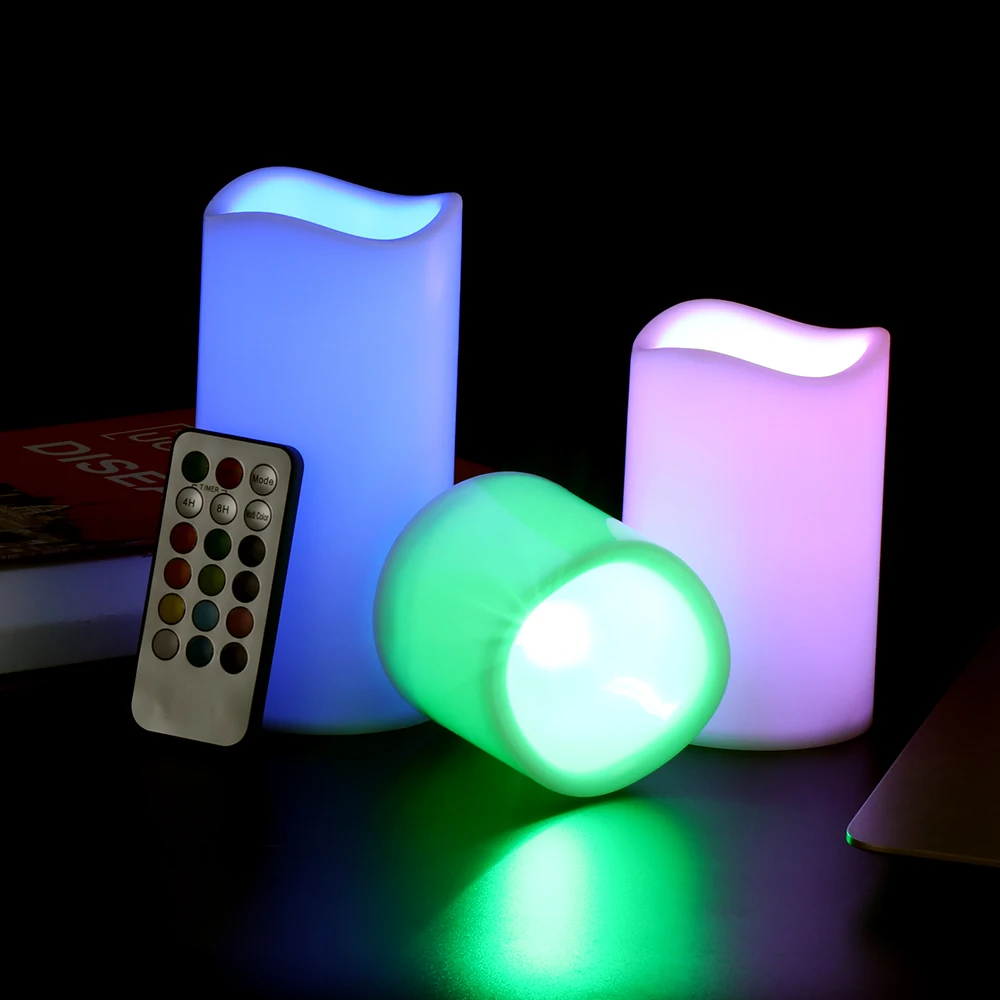 3pcs New Long Lasting Flameless Candle Remote Control Color changing