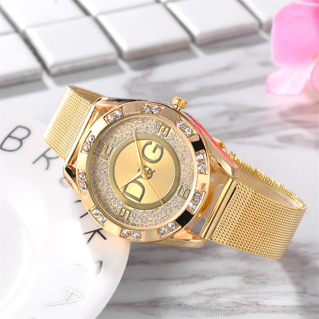

Free Shipping Creative Fashion Crystal Stainless Steel Analog Quartz Wrist Watch Bracelet clock saat xfcs Gift Dropshipping