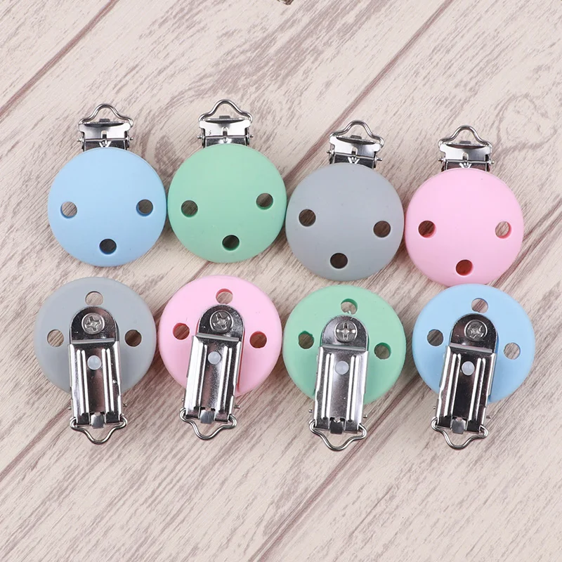 

TYRY.HU 50pc/lot Silicone Teether Clips Baby Chew Pacifier Clips Holder Baby Teething Nursing Silicone DIY Teethers Clips