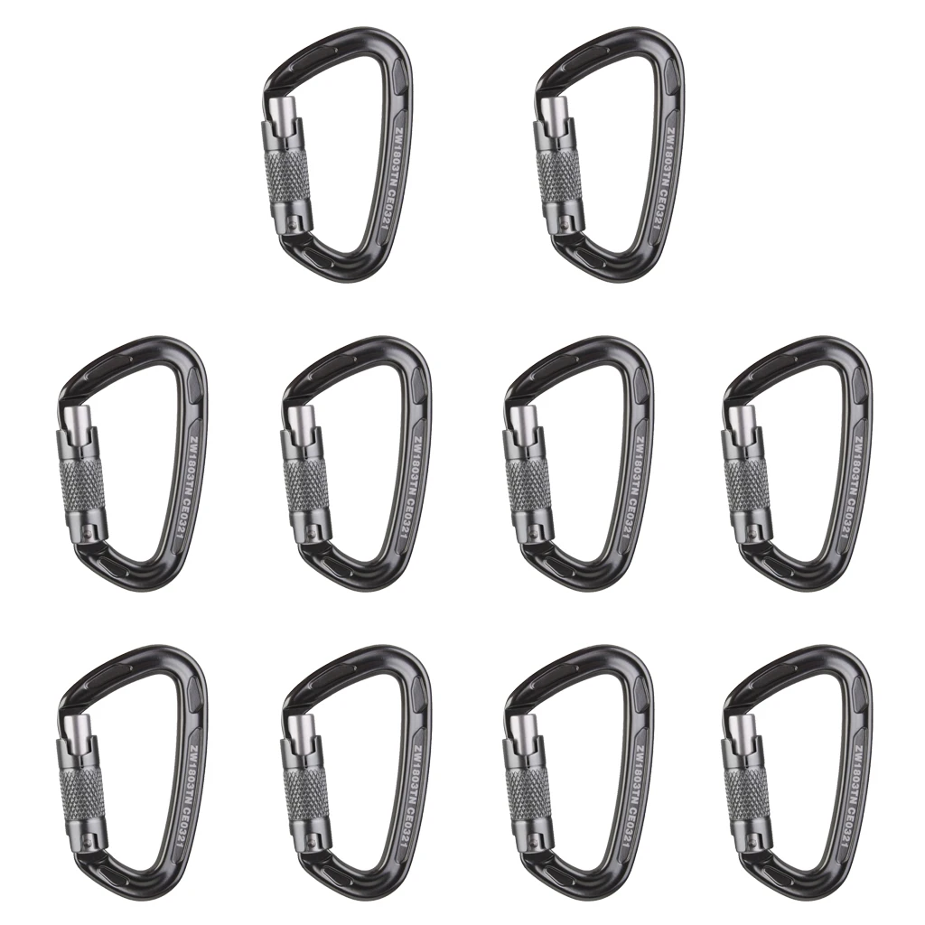 

10pcs Aluminum Carabiner Rock Climbing Gear Equipment Rescue Safety 24KN Hardware Tool Mountaineering Equipment