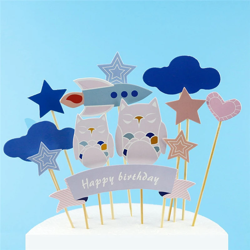 Милый мультфильм Бумага торт Топпер на день рождения и свадьбу Украшения для торта кекс вставить Аксессуары дети с днем рождения Декор