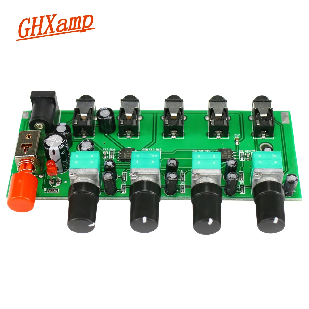 Ghxamp Stereo Audio Mixer Board 4 Way Input Mixing 1 Way Audio Output