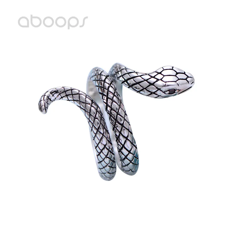 Punk Sterling Silver Snake Ring for Men Women Size 6.5 7 8 9 9.5 Free Shipping Fashion Jewelry