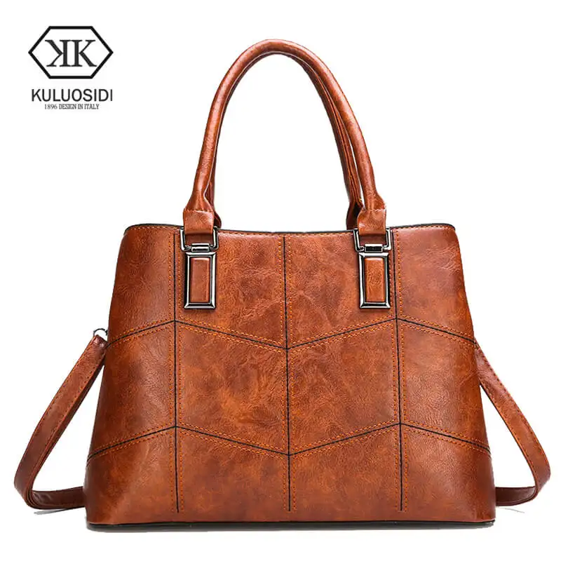 

Patchwork PU Leather Handbag Big Capacity Ladies Hand Bags Thread Casual Tote Shouder Bag Luxury Bolso Mujer Women Messenger Bag