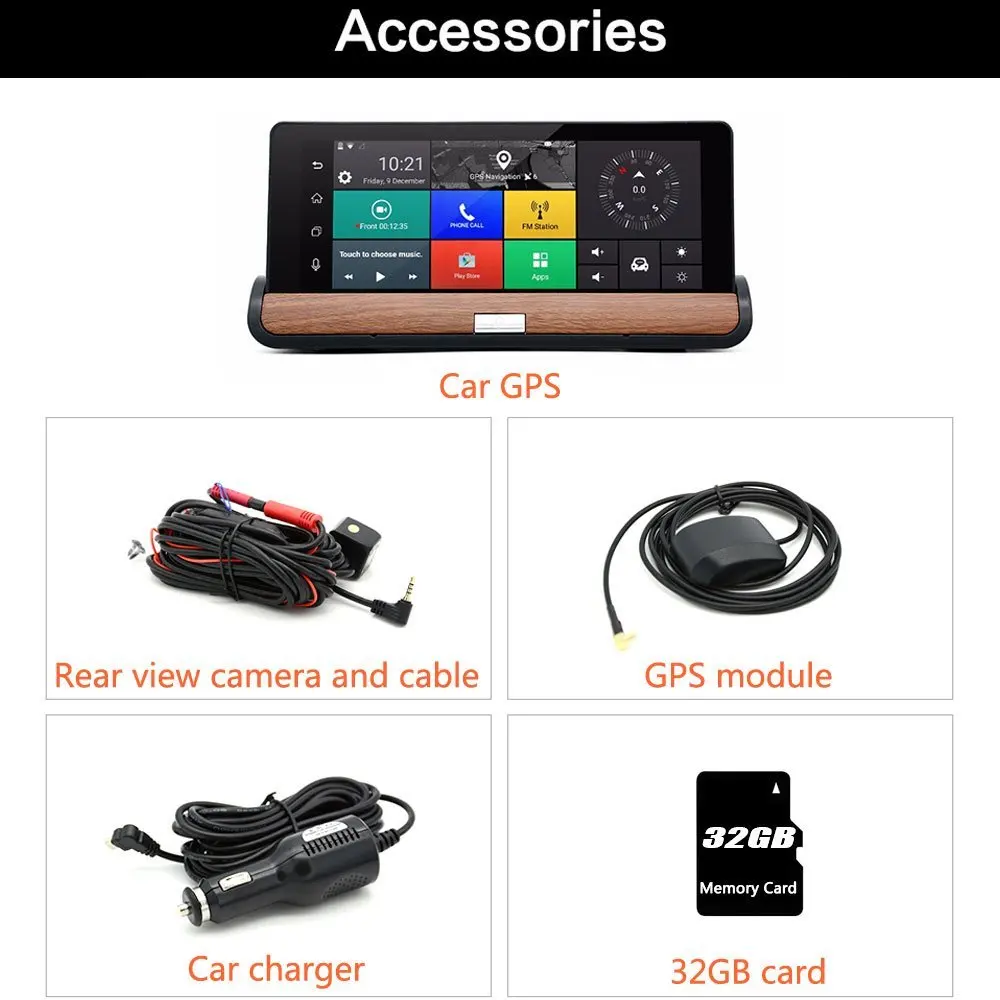 Автомобильный видеорегистратор с GPS навигацией 7 дюймов Full HD 5 0 P|dash cam recorder|cam